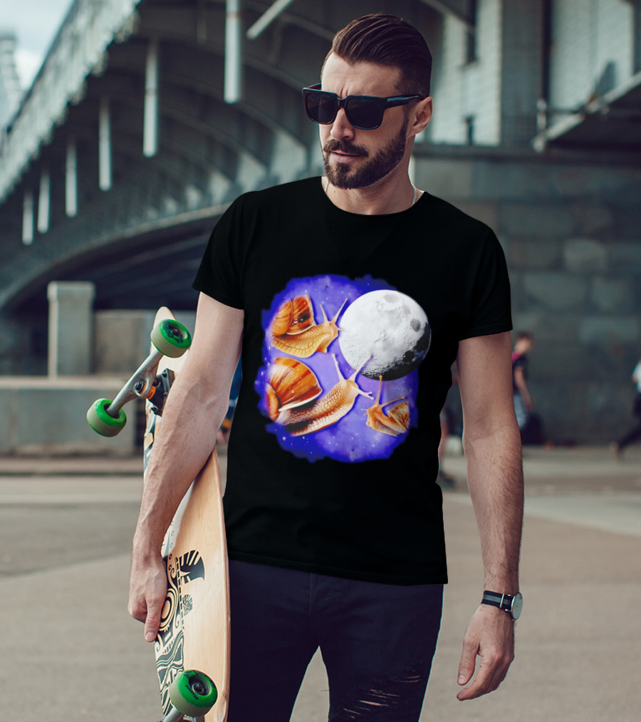 Yearning Snails Moon Cosmic Dreamscape Snail Galaxy T-Shirt