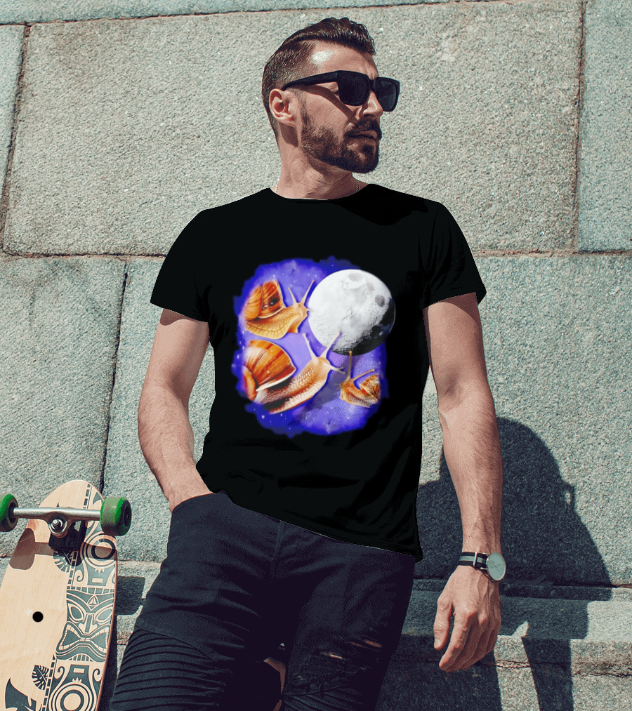 Yearning Snails Moon Cosmic Dreamscape Snail Galaxy T-Shirt