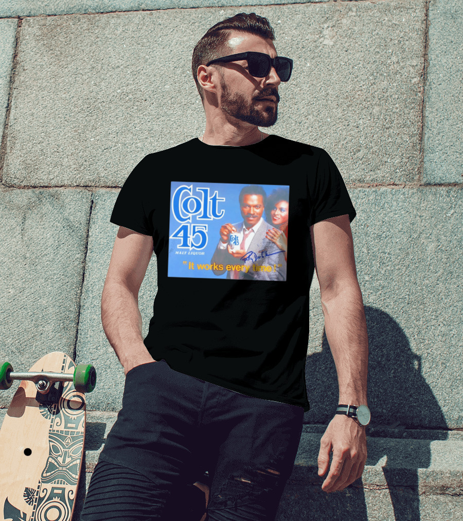 Colt 45 Malt Liquor It Works Every Time Billy Dee Williams Signed T-Shirt