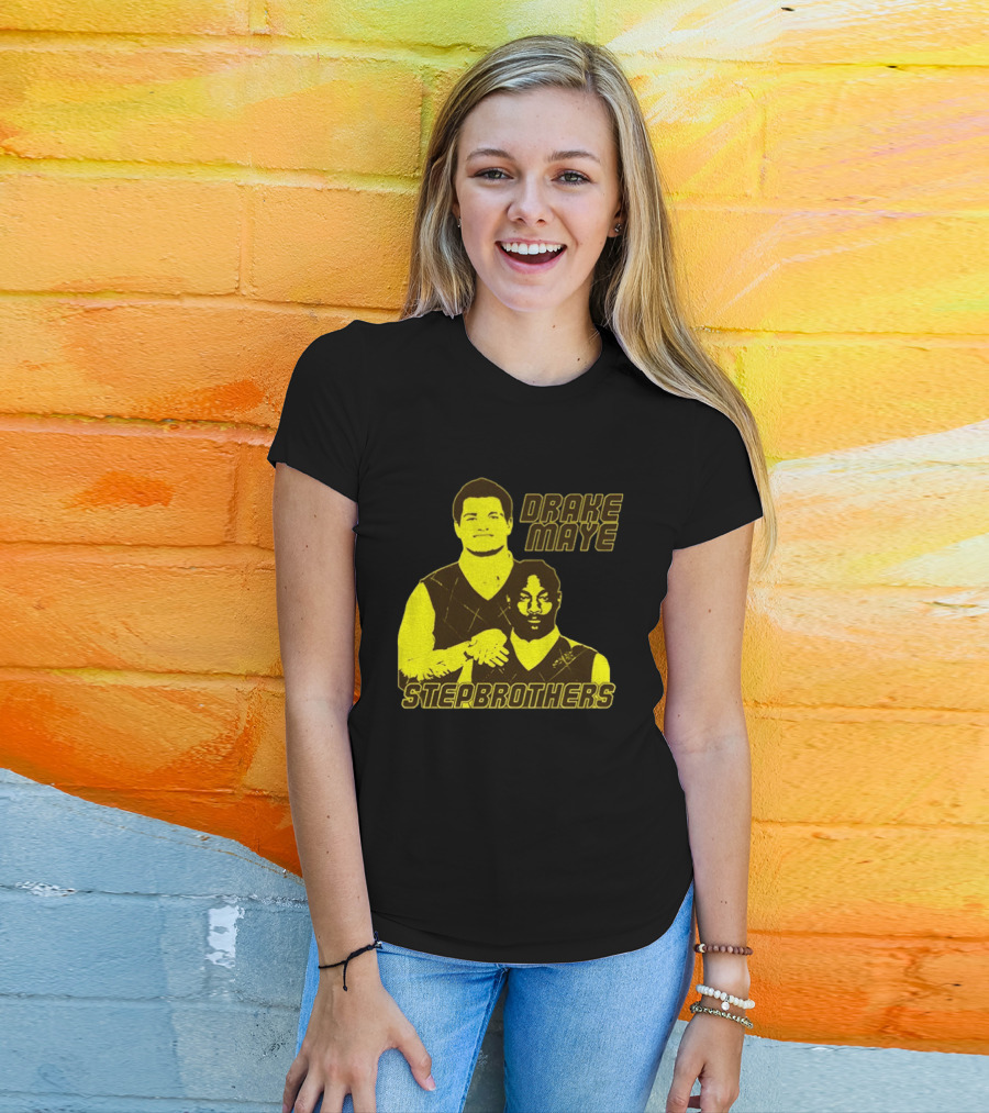 Drake Maye New England Patriots Step Brothers Football Collaboration T-Shirt