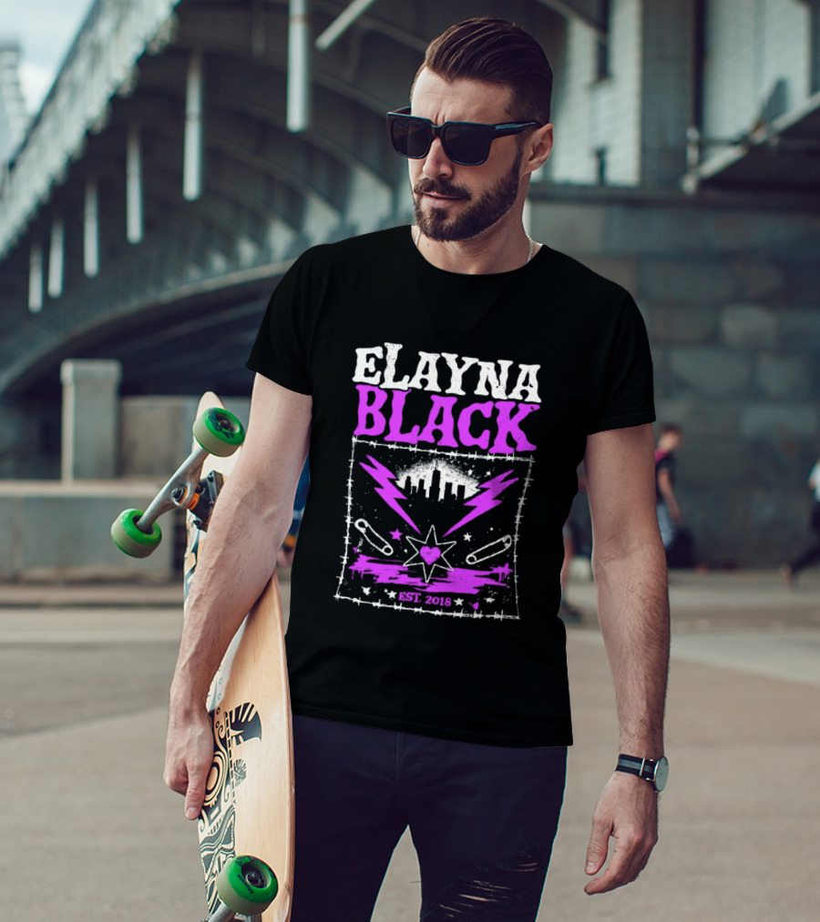 Elayna Black Heart Star Lightning Est 2018 T-Shirt