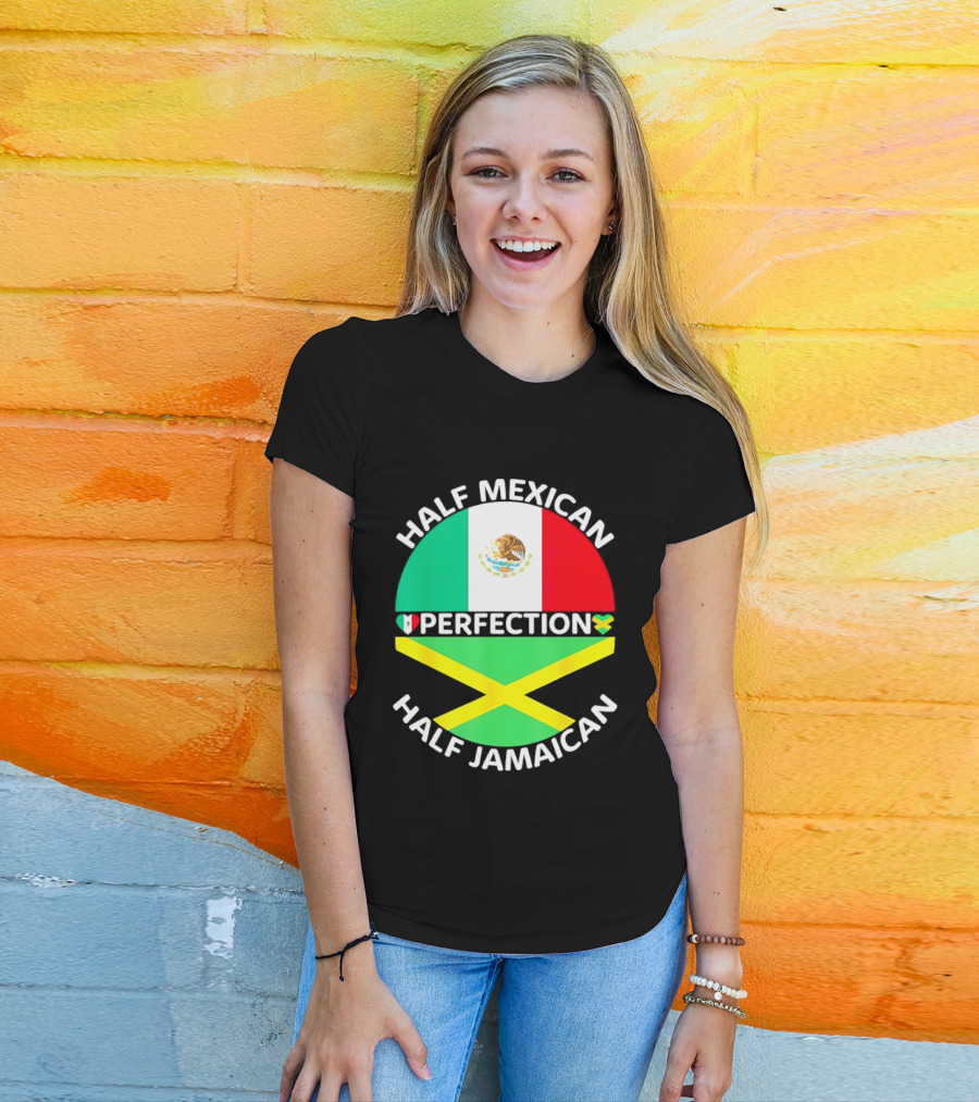 Half Mexican Perfection Half Jamaican Flag Fusion T-Shirt