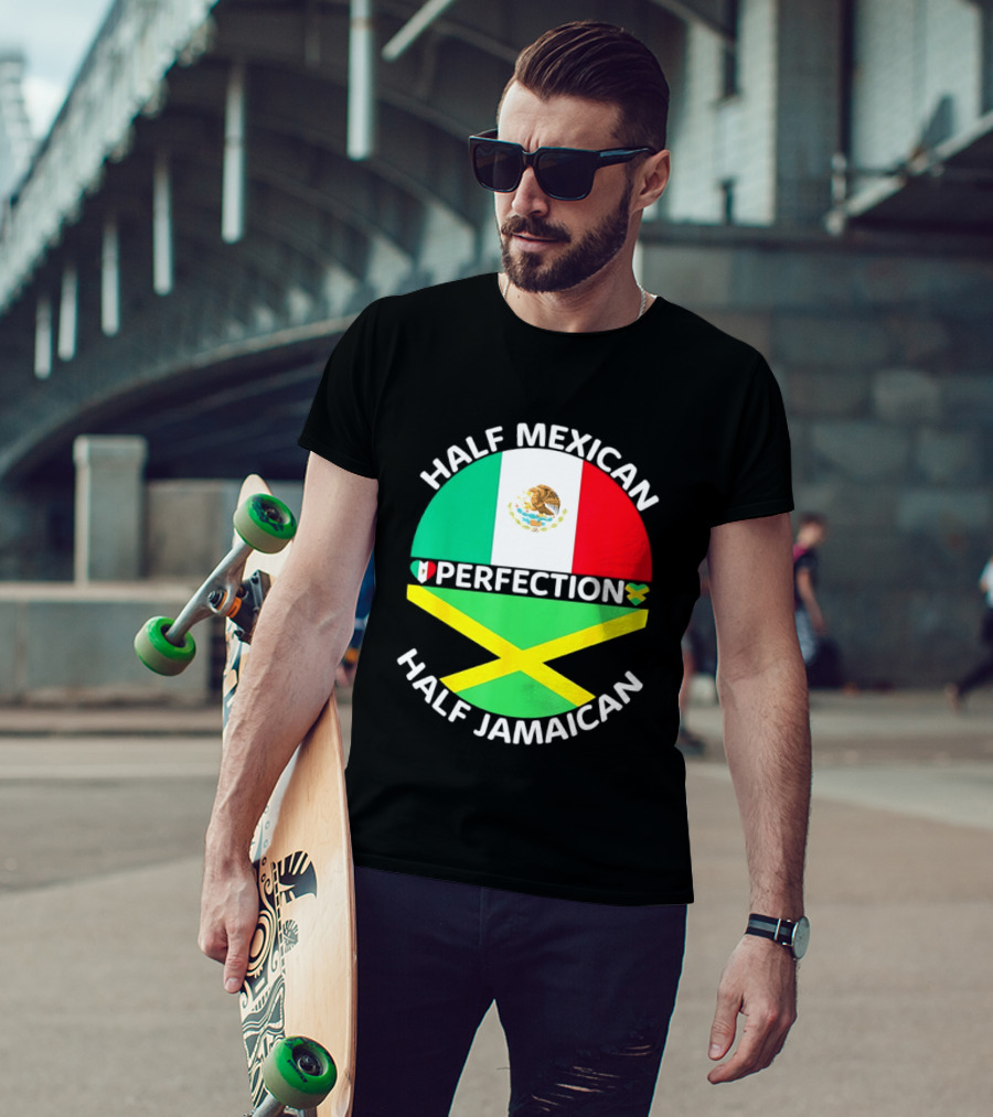 Half Mexican Perfection Half Jamaican Flag Fusion T-Shirt