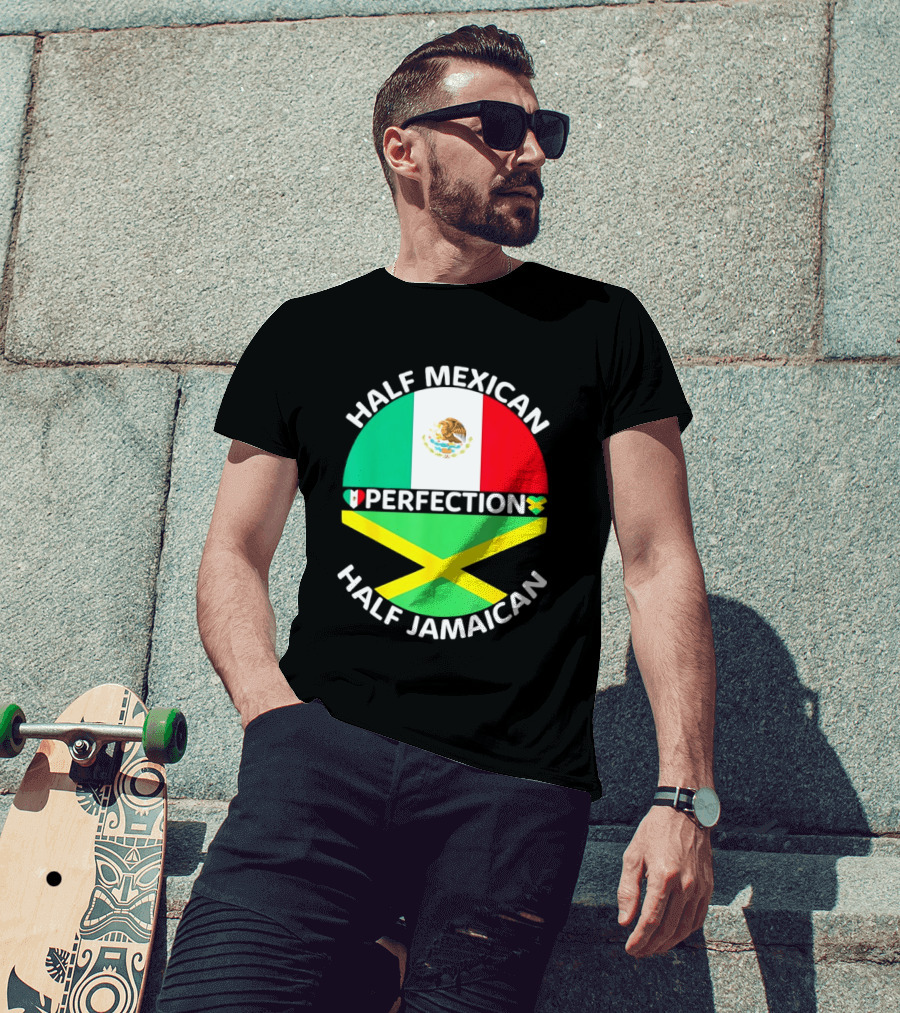 Half Mexican Perfection Half Jamaican Flag Fusion T-Shirt