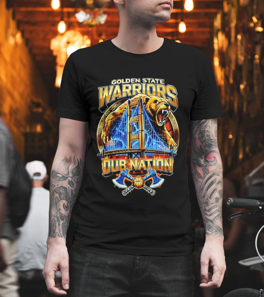 Golden State Warriors Dub Nation Bridge Bear Basketball Axes T-Shirt