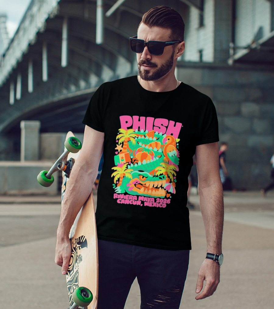 Phish Riviera Maya 2026 Cancun Mexico Gator And Parrot Tropical Vibes T-Shirt