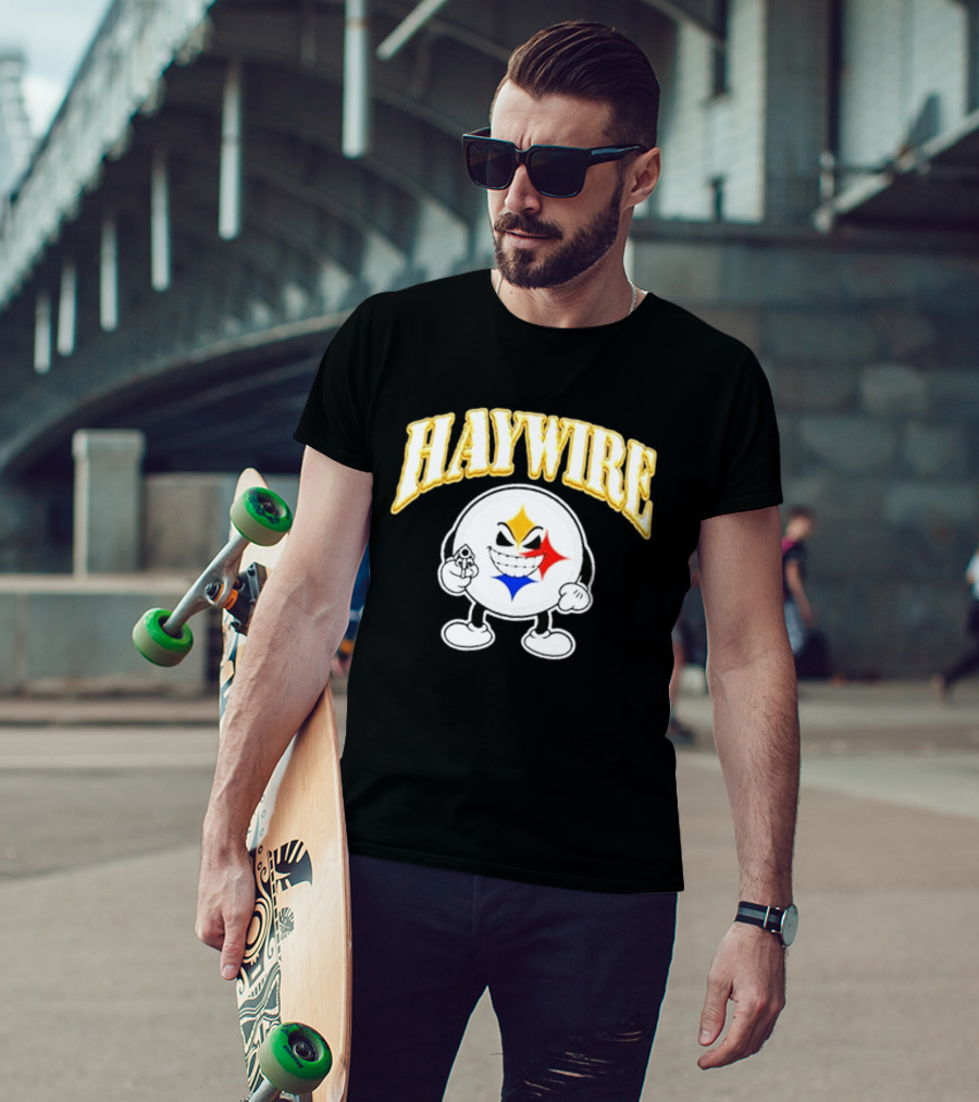 Pittsburgh Steelers Haywire Fun Character With Gun And Grin T-Shirt