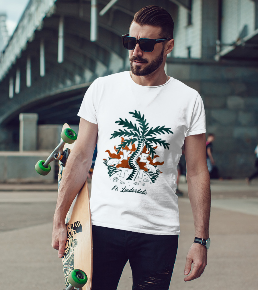 Ft Lauderdale Yeti Palm Tree Tropical Scene T-Shirt