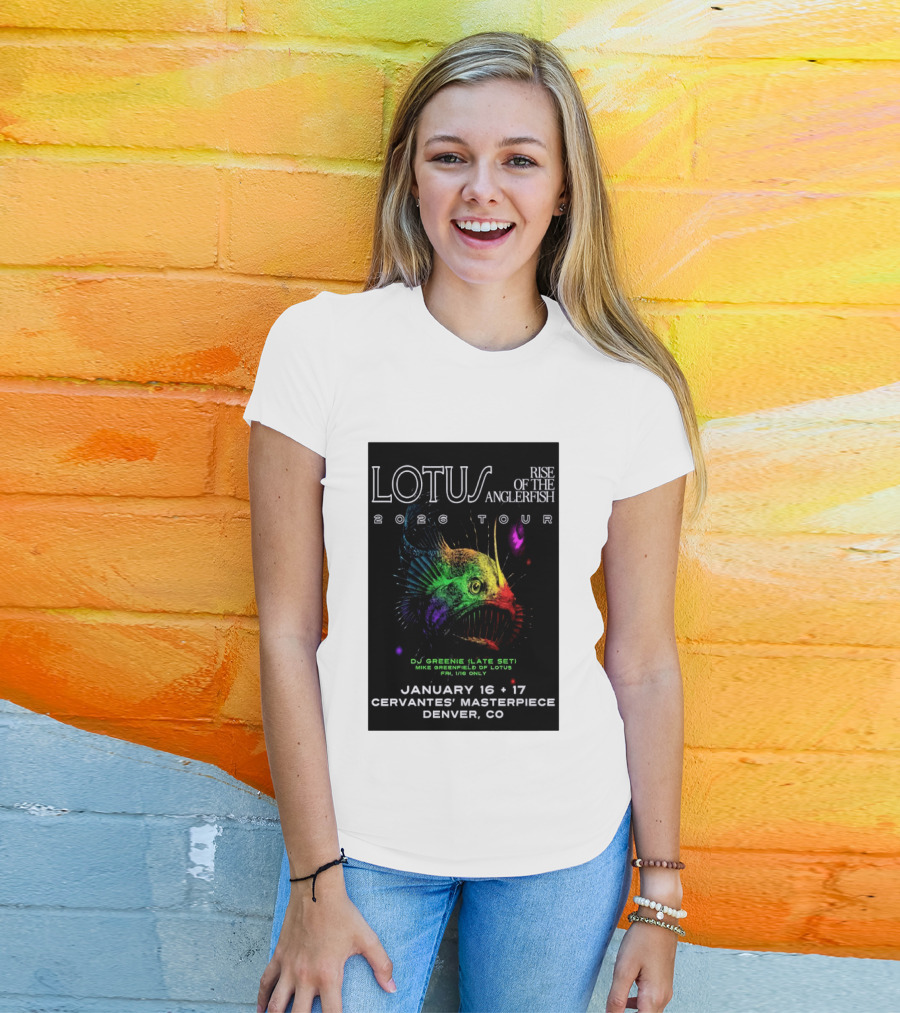 LOTUS Rise Of The Anglerfish 2026 Tour January 16 17 Cervantes' Masterpiece Denver CO T-Shirt