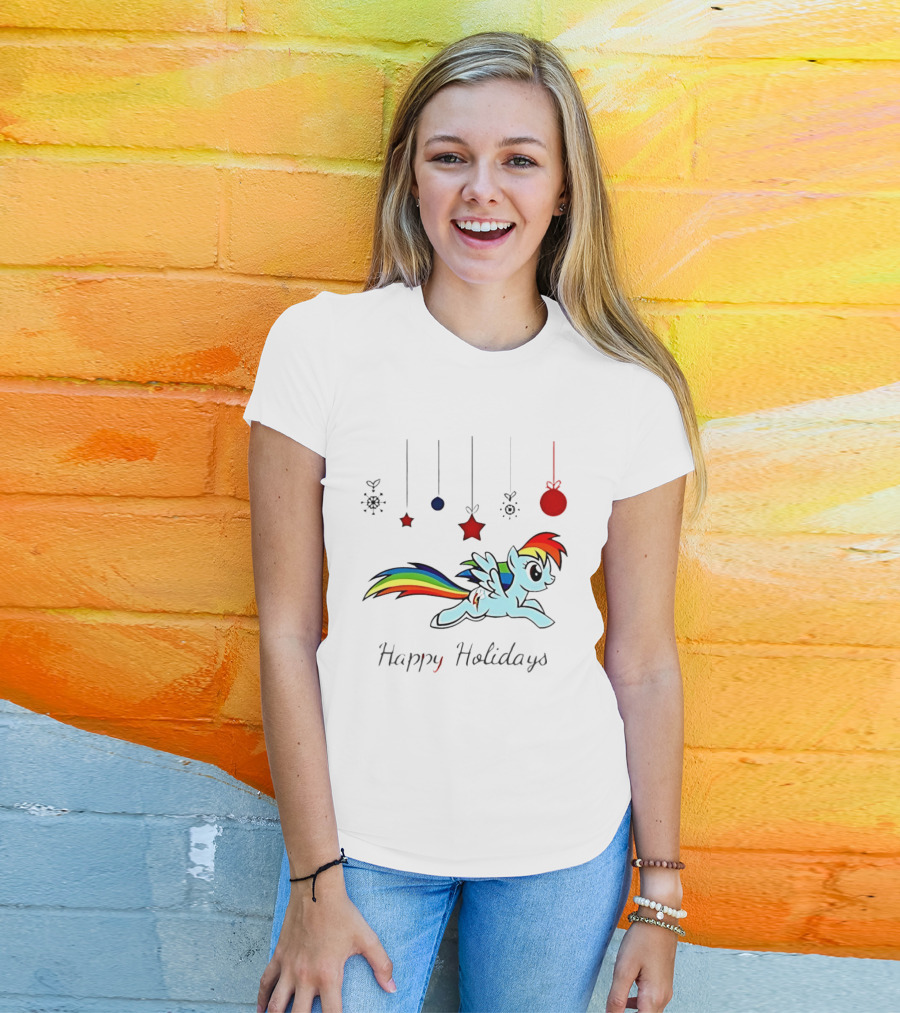 My Little Pony Rainbow Dash Happy Holidays Festive Ornament T-Shirt