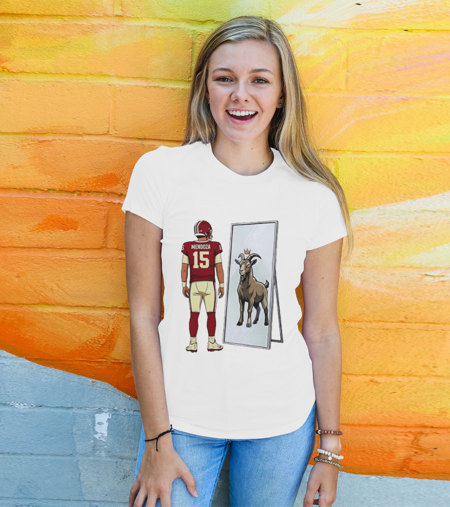 Fernando Mendoza Mirror 15 GOAT Indiana Hoosiers Football T-Shirt