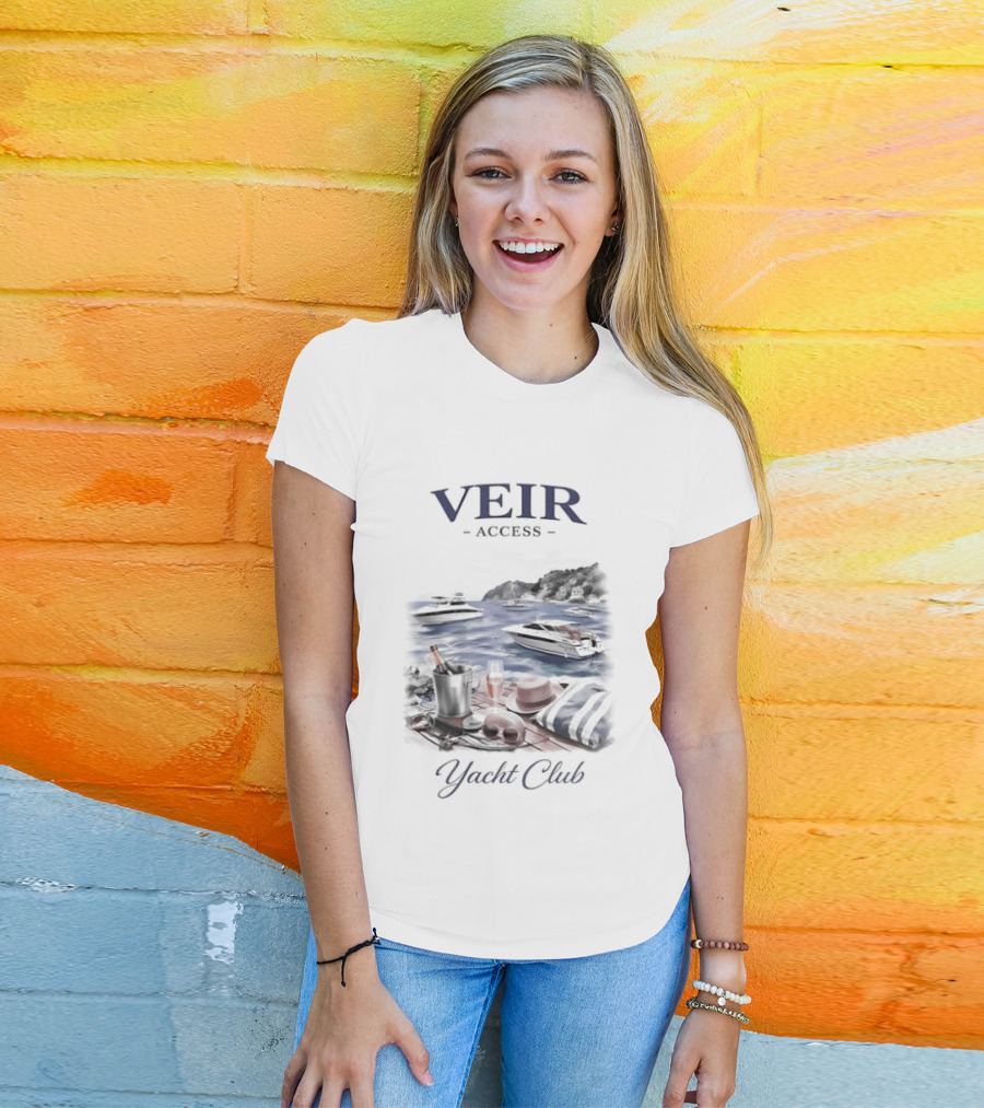 VEIR Access Yacht Club Beach Vacation Scene T-Shirt