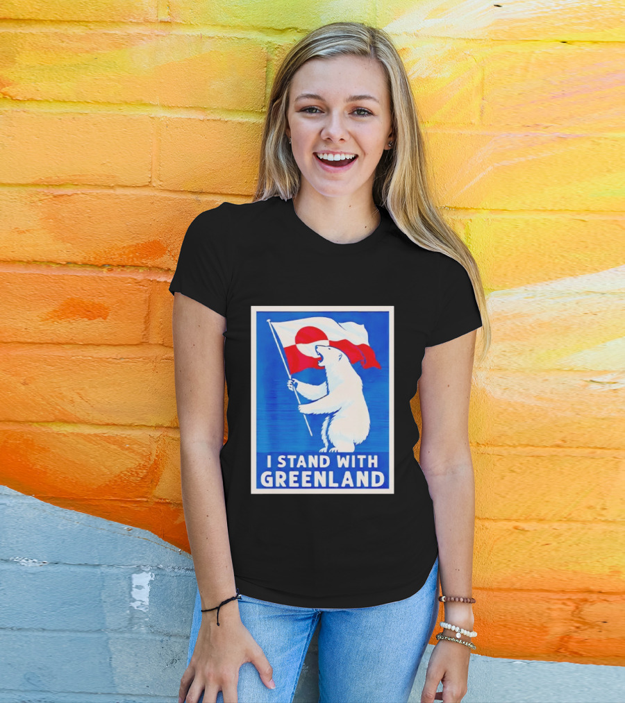 I Stand With Greenland Polar Bear Flag White Bear T-Shirt