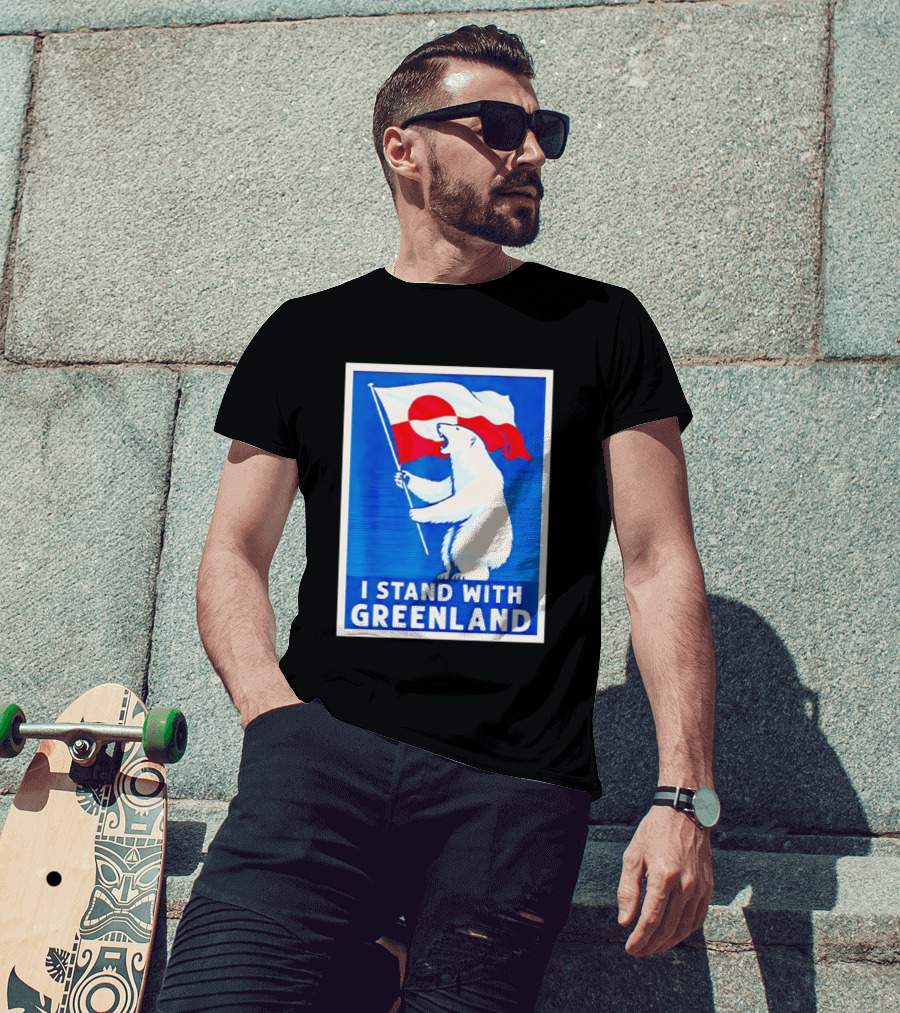 I Stand With Greenland Polar Bear Flag White Bear T-Shirt