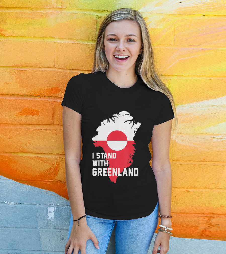 I Stand With Greenland Greenlanders Support Flag Map T-Shirt