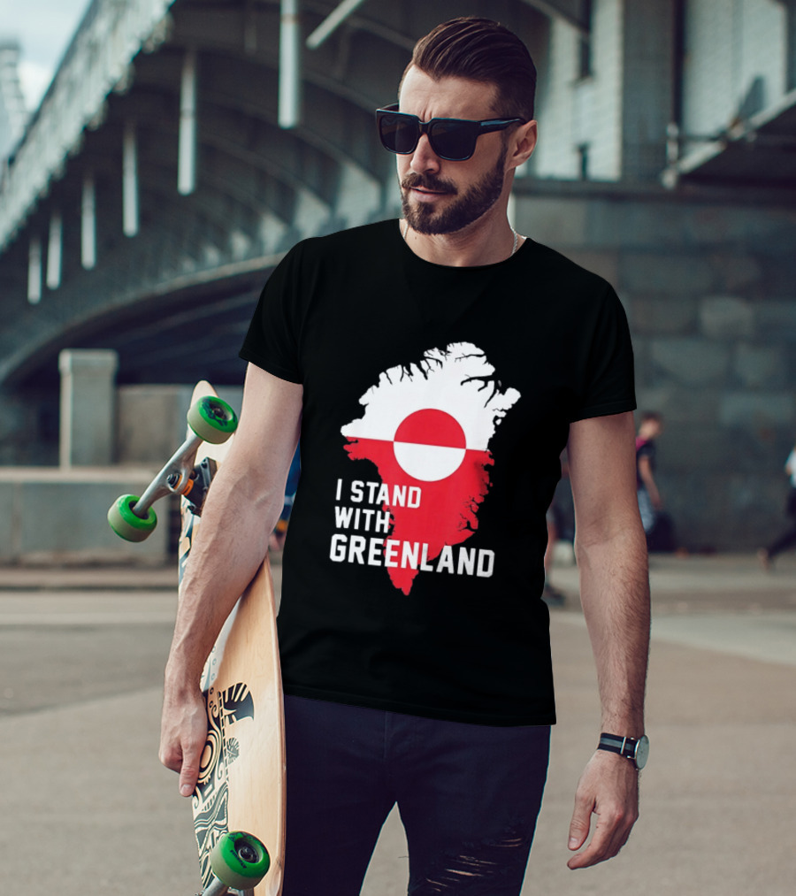 I Stand With Greenland Greenlanders Support Flag Map T-Shirt