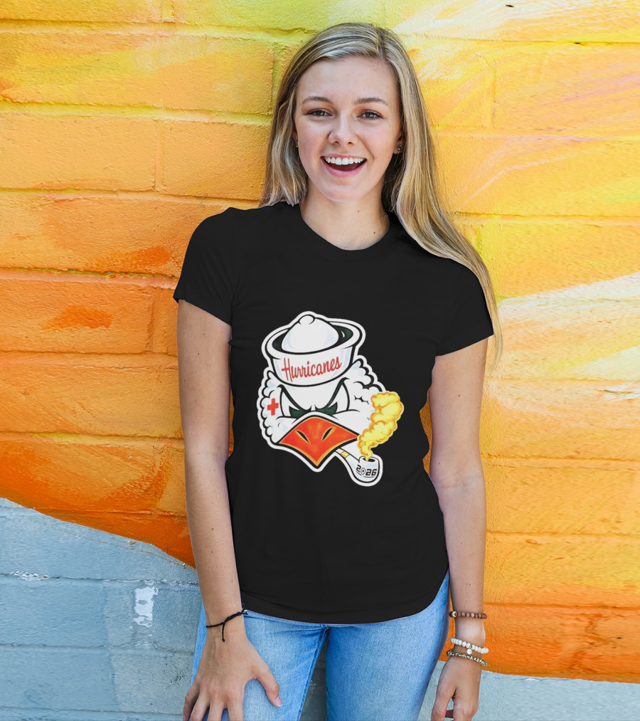 Miami Hurricanes Sebastian Mascot 2026 Pipe Gold Smoke T-Shirt