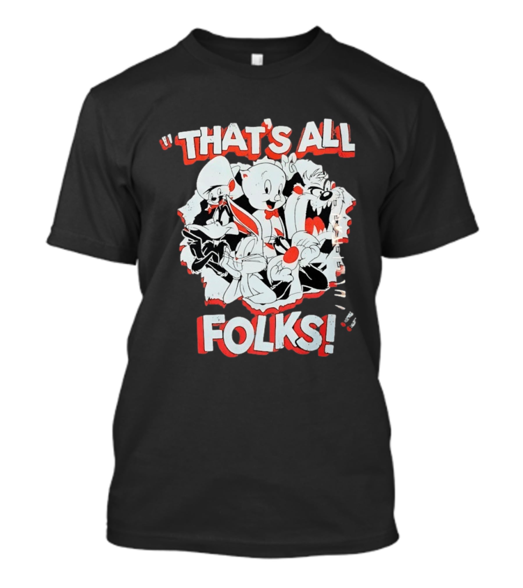 Looney Tunes That's All Folks Bugs Bunny Daffy Duck Classic Cartoon Characters T-Shirt