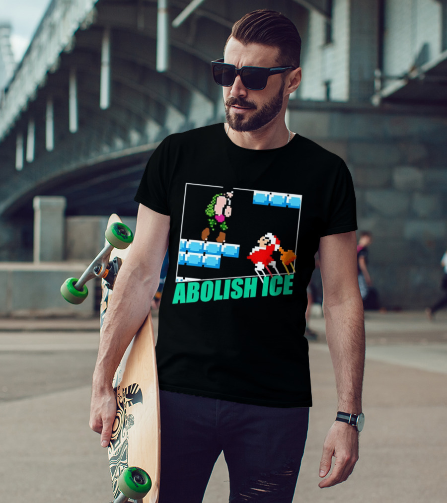 Abolish ICE Super Mario Style Pixel Art USA Retro Gaming T-Shirt