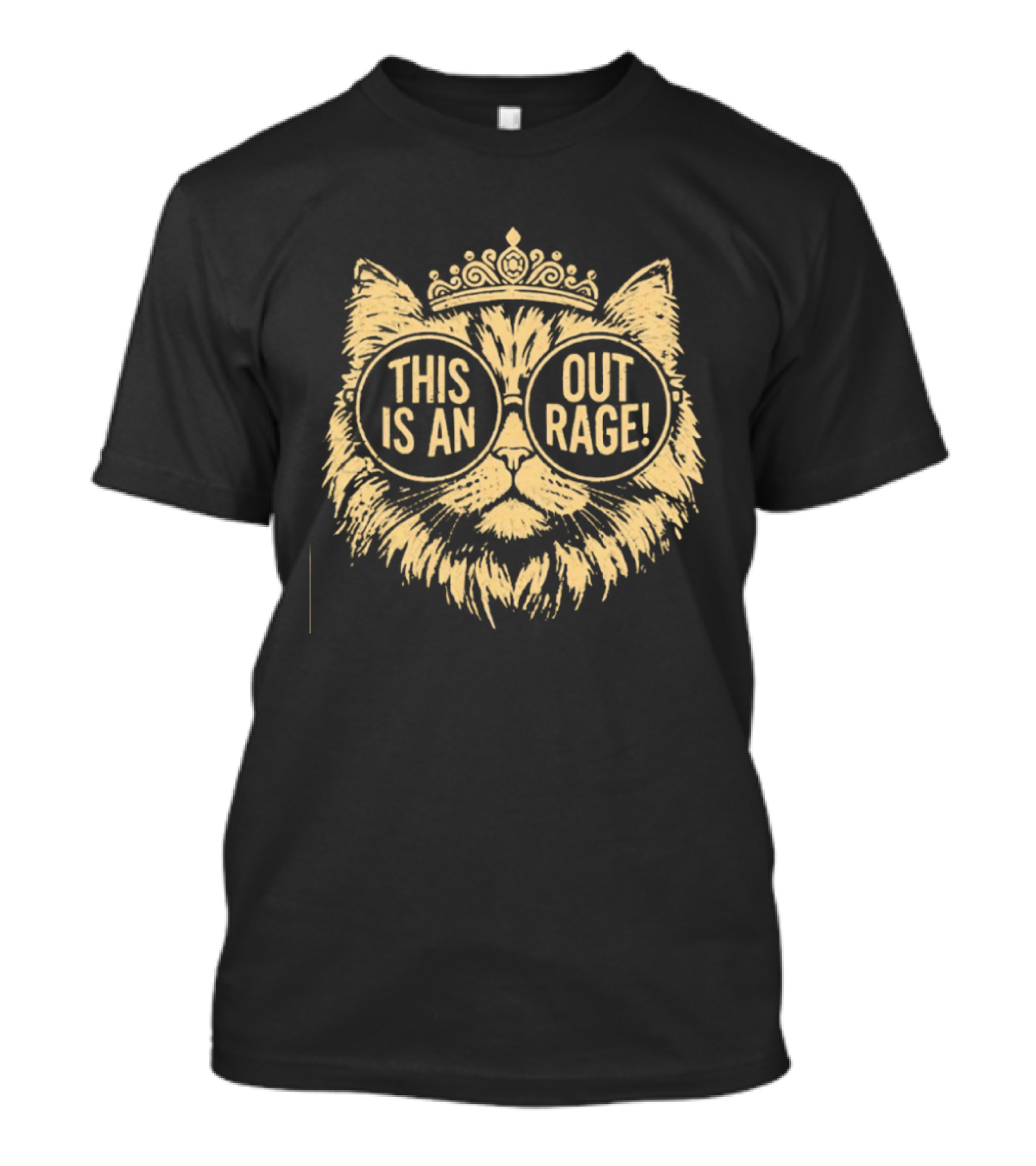 This Is An Outrage Cat With Glasses Wearing Crown T-Shirt