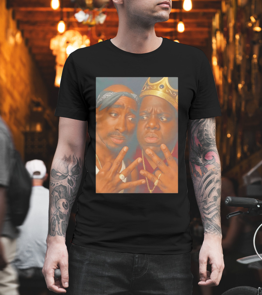 2Pac Biggie Smalls Meme with Bandana and Crown T-Shirt
