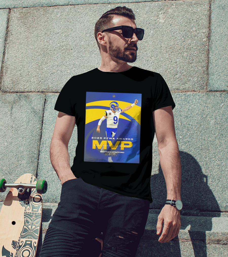 2025 PFWA Awards MVP Matthew Stafford Most Valuable Player T-Shirt