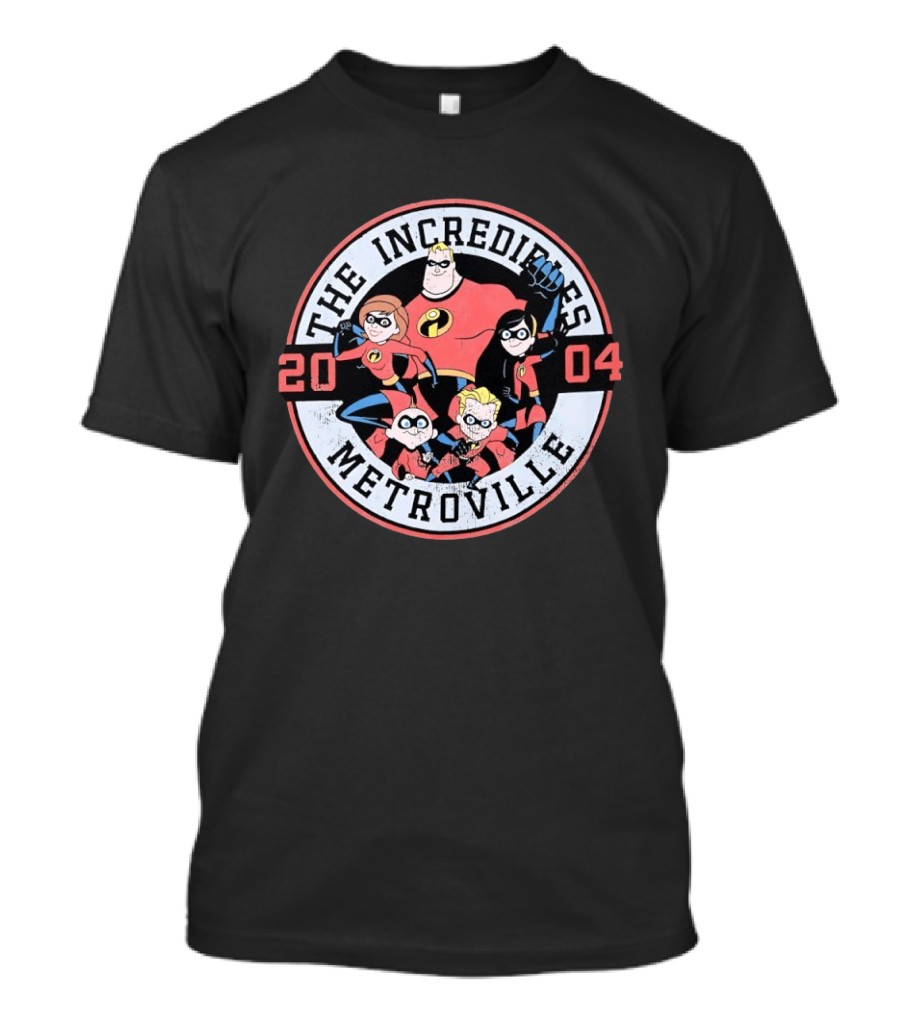 The Incredibles Metroville 2004 Characters Family Superheroes T-Shirt