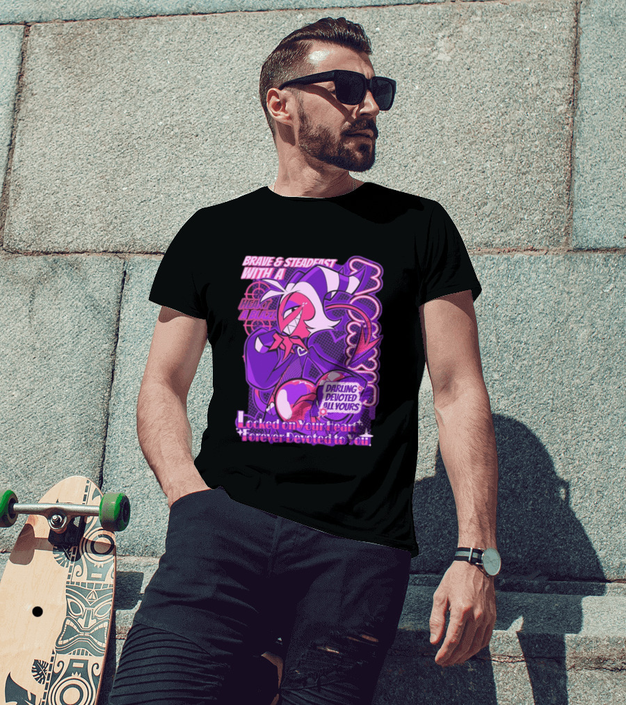 Brave And Steadfast Moxxie With A Heart Ablaze Darling Devoted All Yours Locked On Your Heart Forever Devoted To You T-Shirt
