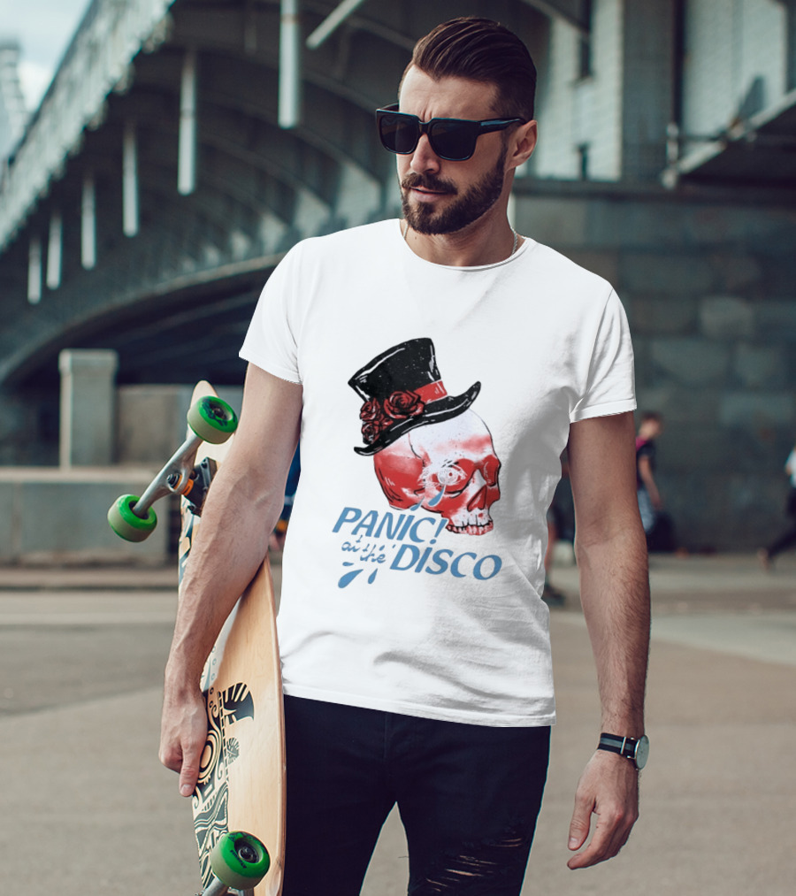 Panic At The Disco Skull Top Hat Roses T-Shirt