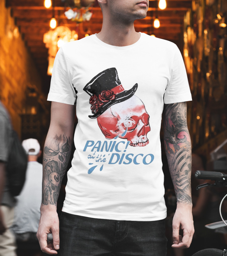 Panic at the Disco Skull Top Hat Roses T-Shirt