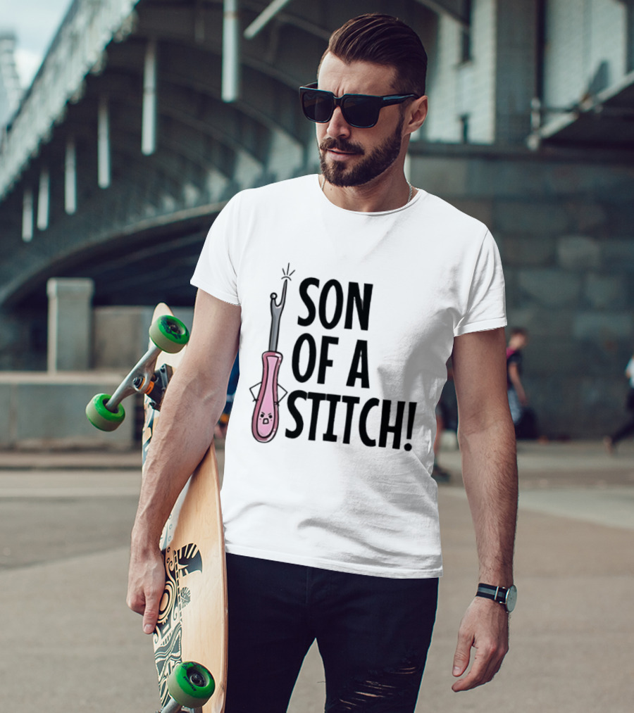 Son Of A Stitch Seam Ripper Cartoon Text Humor T-Shirt