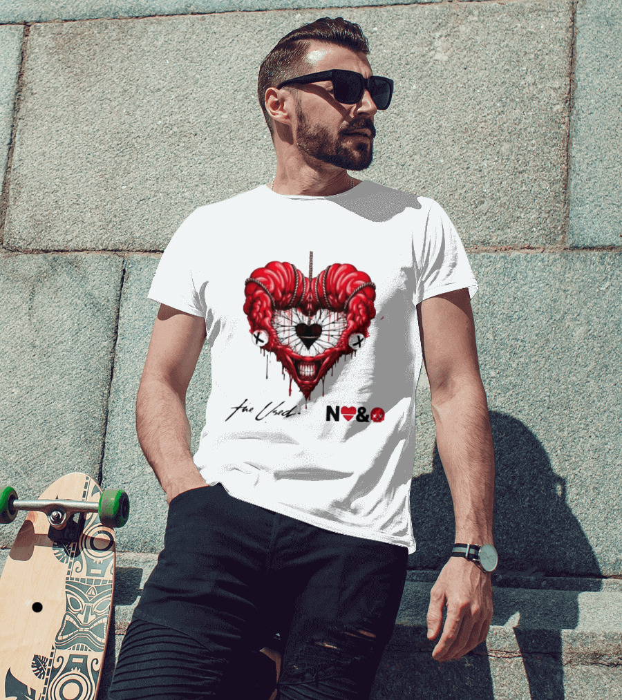 The Used In Love And Death Reimagined Heart Skull Dripping Inkprint T-Shirt