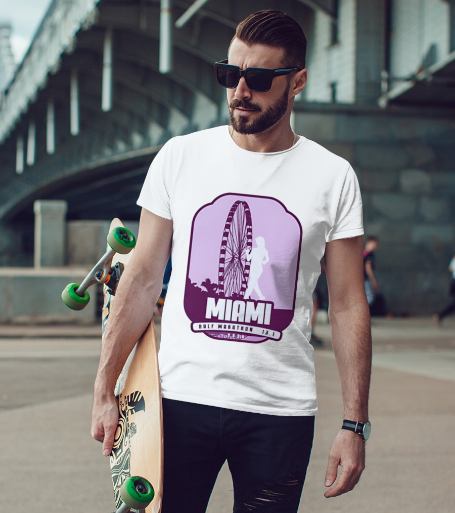 MIAMI Half Marathon 13.1 February 2 2025 Ferris Wheel T-Shirt