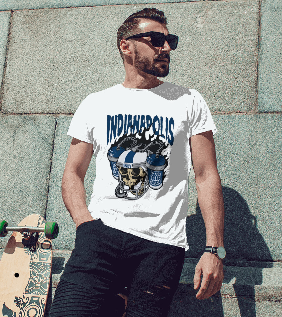 Indianapolis Colts Skull Helmet Indy For The Shoe T-Shirt