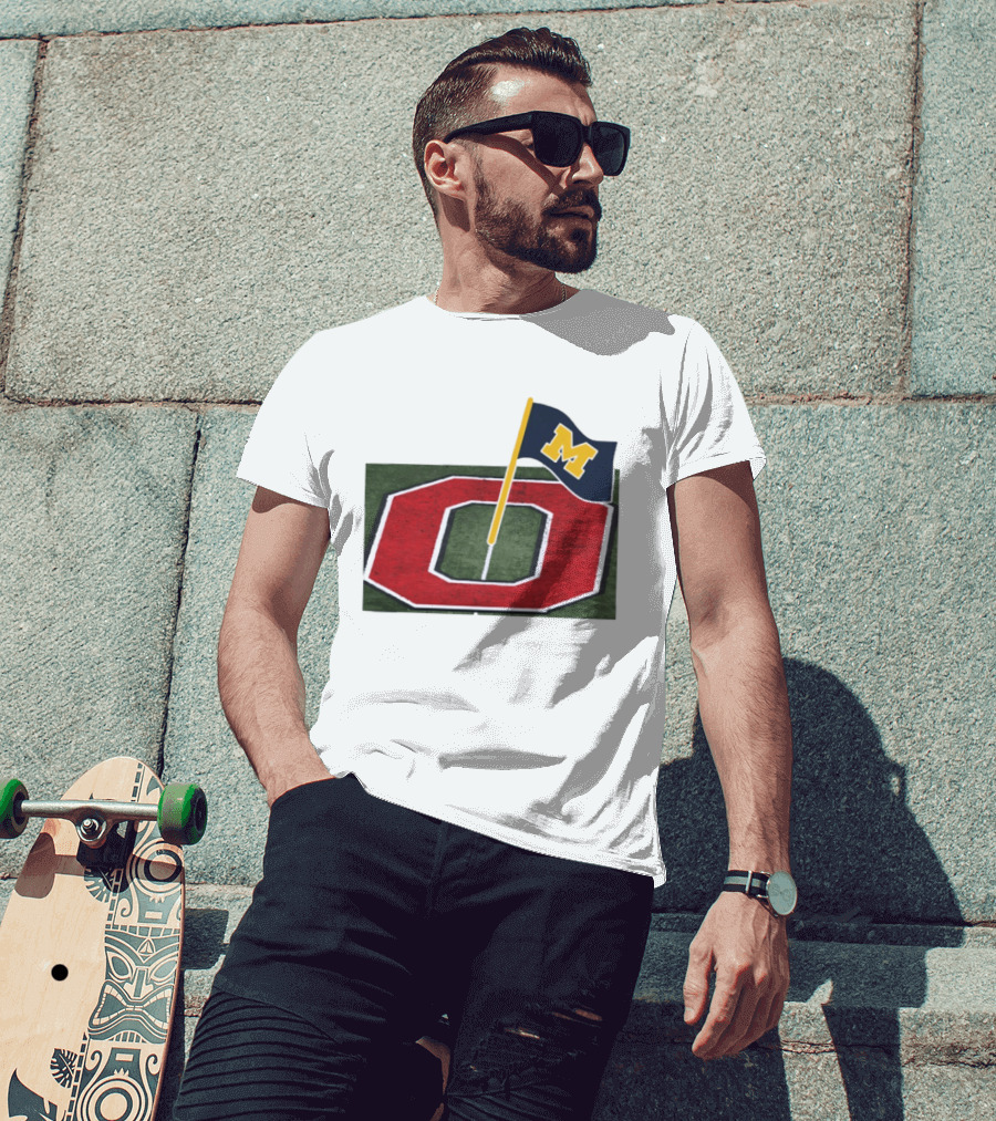 Michigan Flag Planting Ohio Rivalry Symbolic Gesture T-Shirt