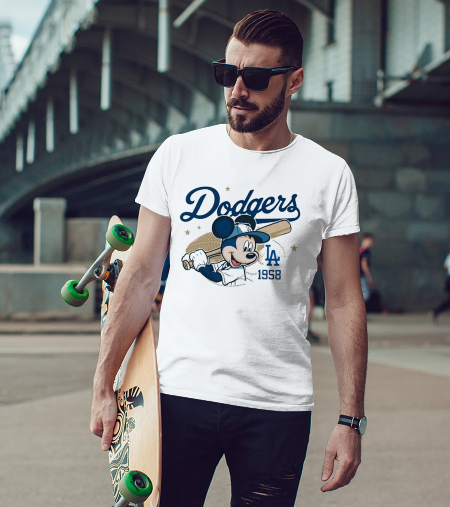 Dodgers Mickey Mouse LA 1958 Baseball T-Shirt