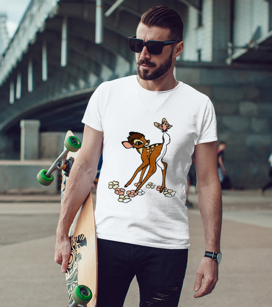 Bambi Baby Deer Butterfly Vintage Disney T-Shirt