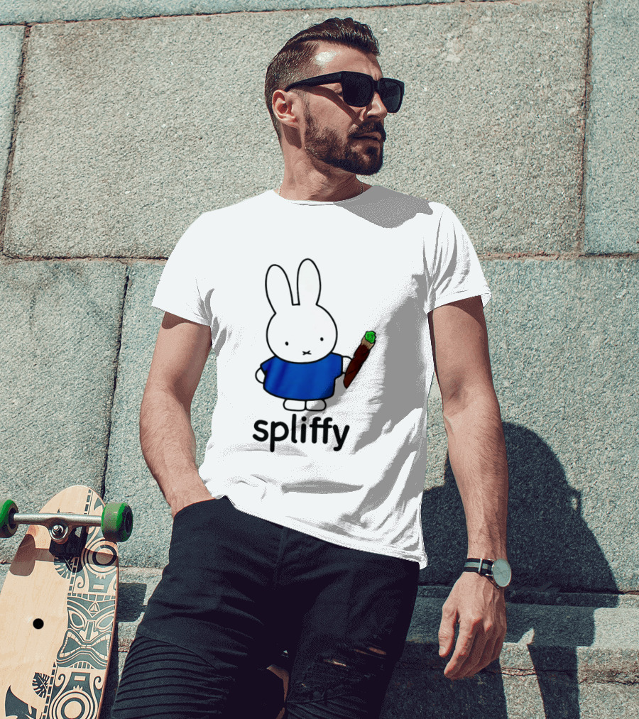 Bunny Spliffy Character Holding Joint T-Shirt