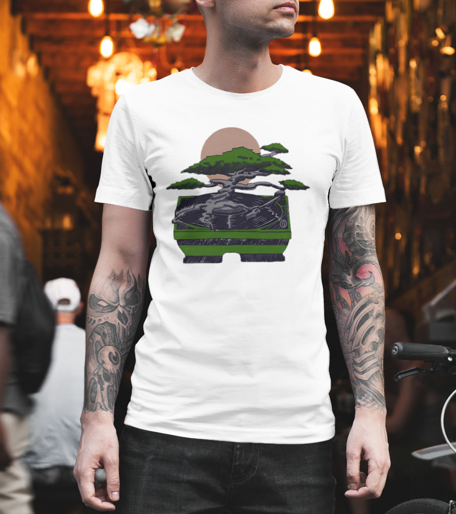 Zach Dempsey Bonsai Record Turntable Moon T-Shirt
