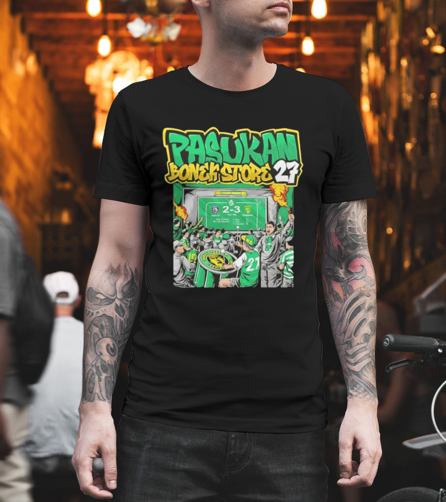 Pasukan Bonek Store 27 Persebaya Surabaya Football Fans 2 3 Match Celebration T-Shirt