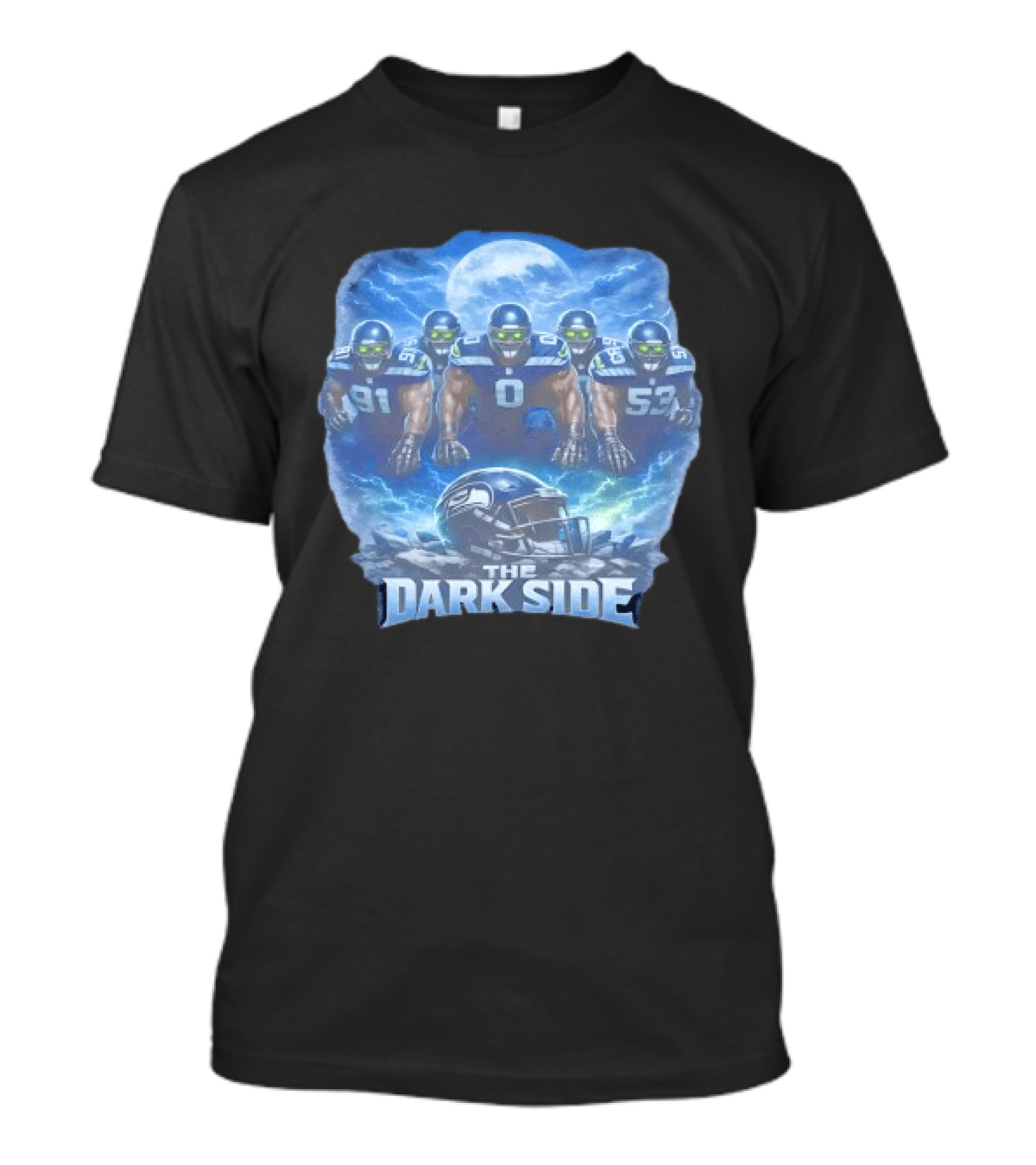 Seahawks The Dark Side Football Defense Moonlight Warrior T-Shirt