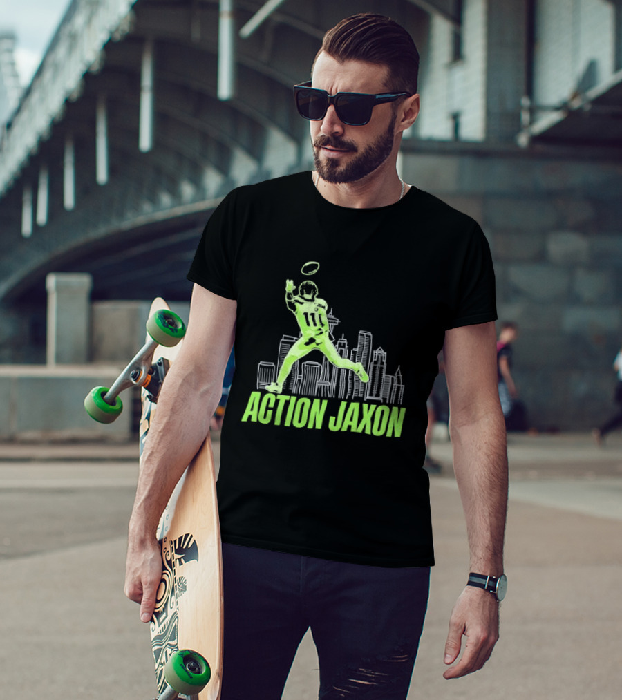 Seattle Football Jaxon Smith Njigba Action Jaxon Skyline T-Shirt