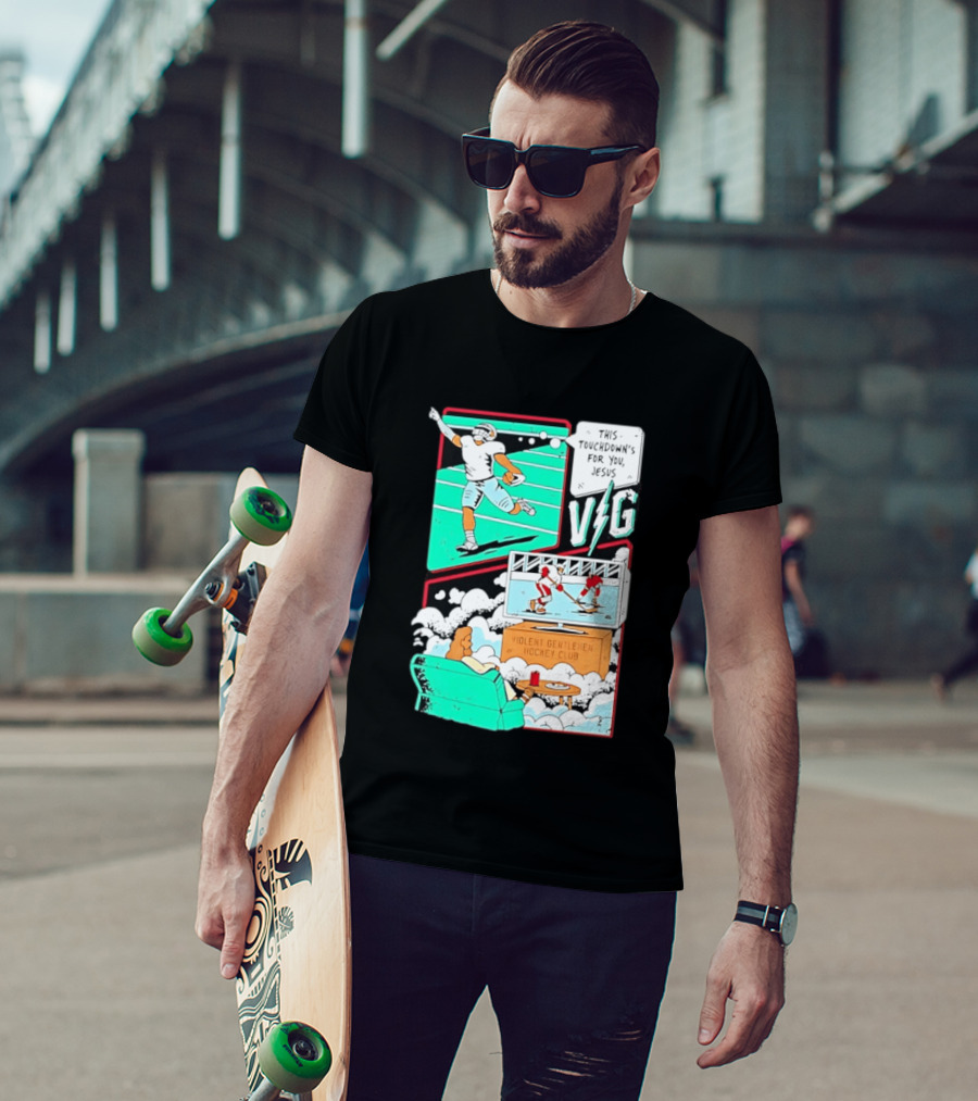 This Touchdowns For You Jesus Violent Gentlemen Hockey Club V/G T-Shirt