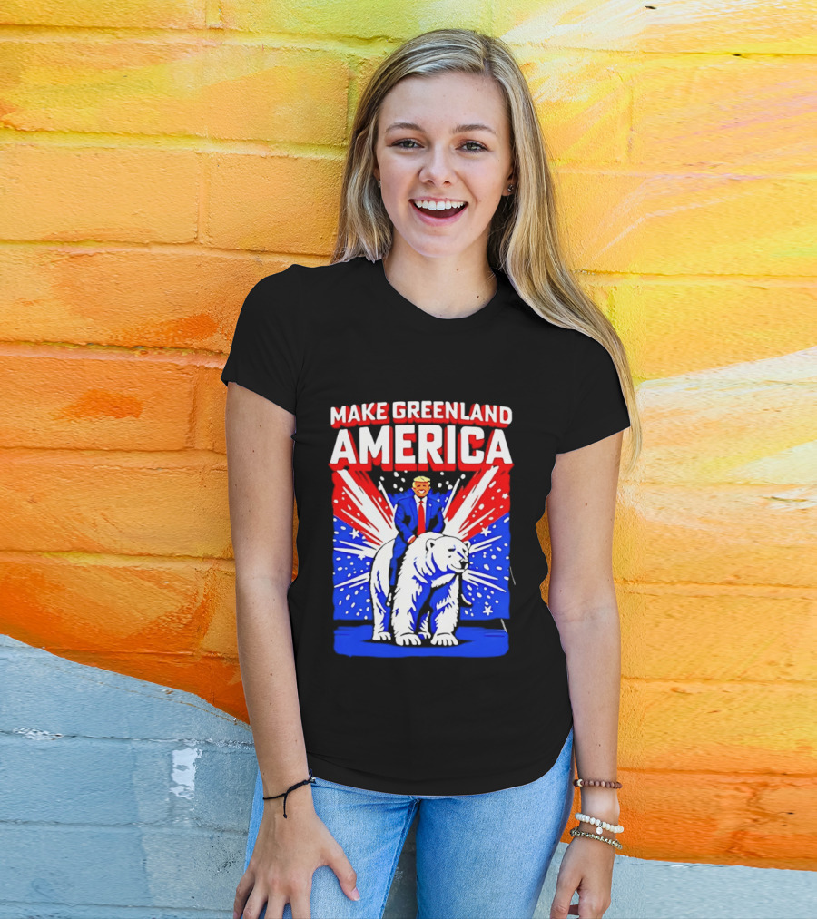 Make Greenland America Trump Riding Polar Bear T-Shirt