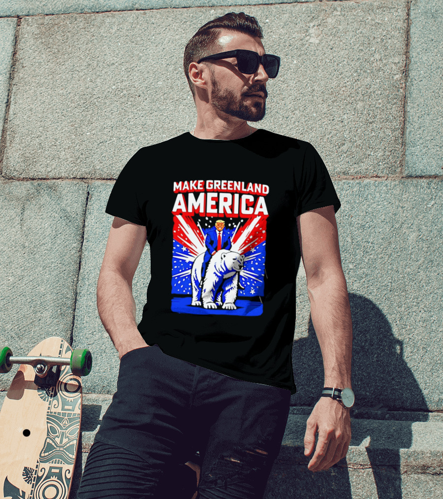 Make Greenland America Trump Riding Polar Bear T-Shirt