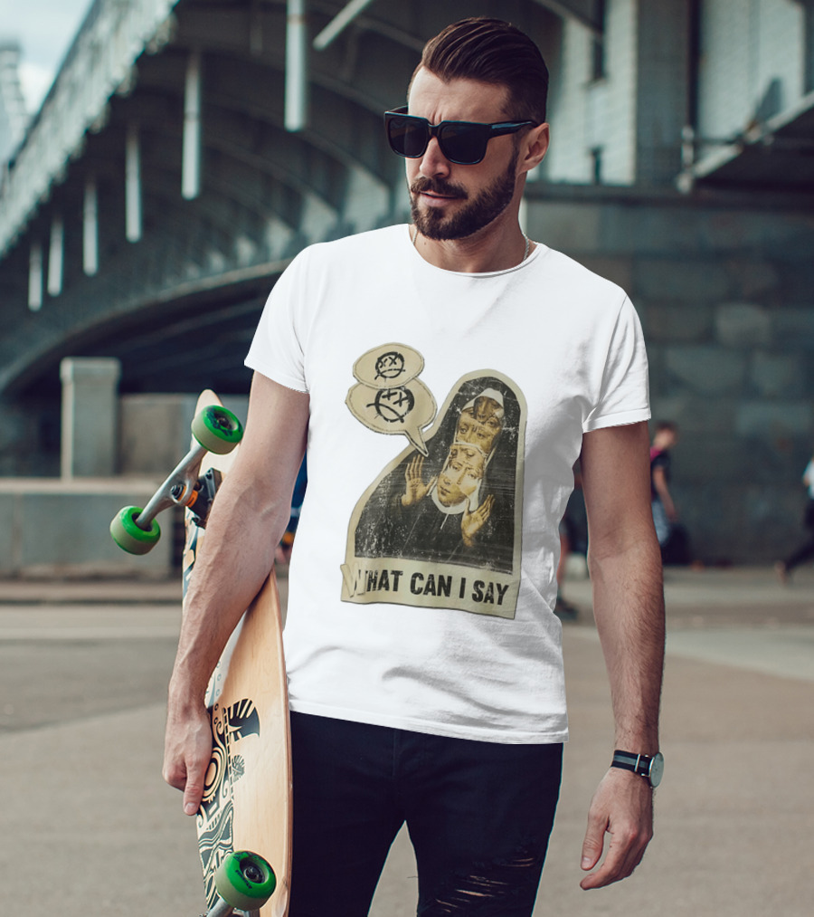 What Can I Say Surreal Collage Nun Expressionist Sociopolitical Commentary T-Shirt