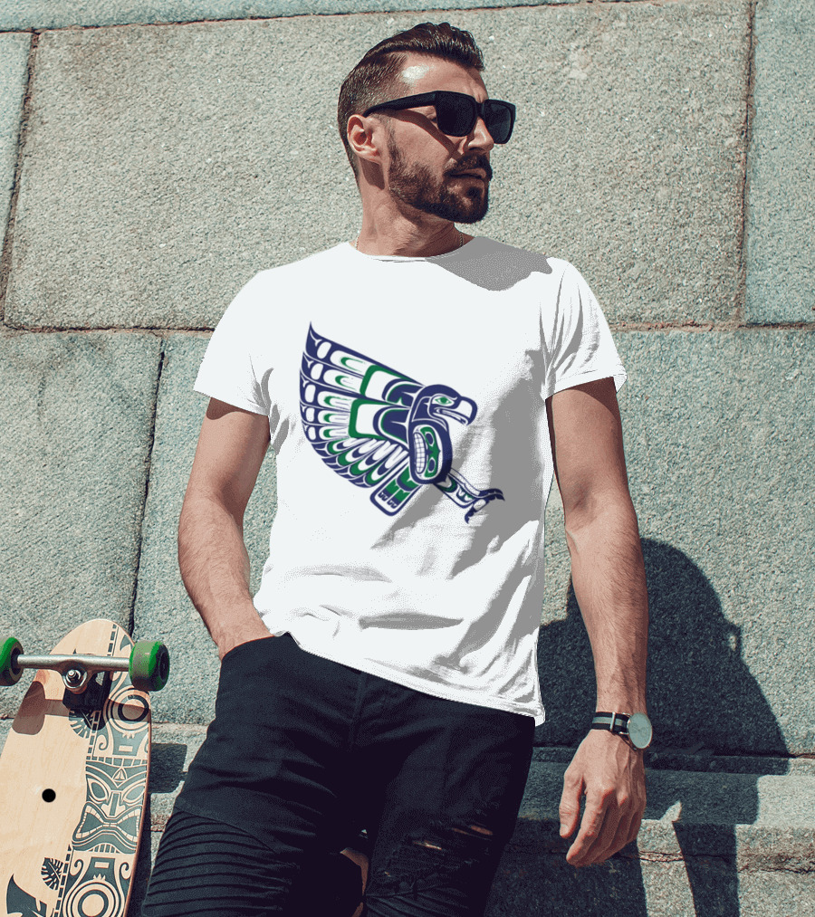 Seattle Football Native American Inspired Hawk Bird Wing T-Shirt