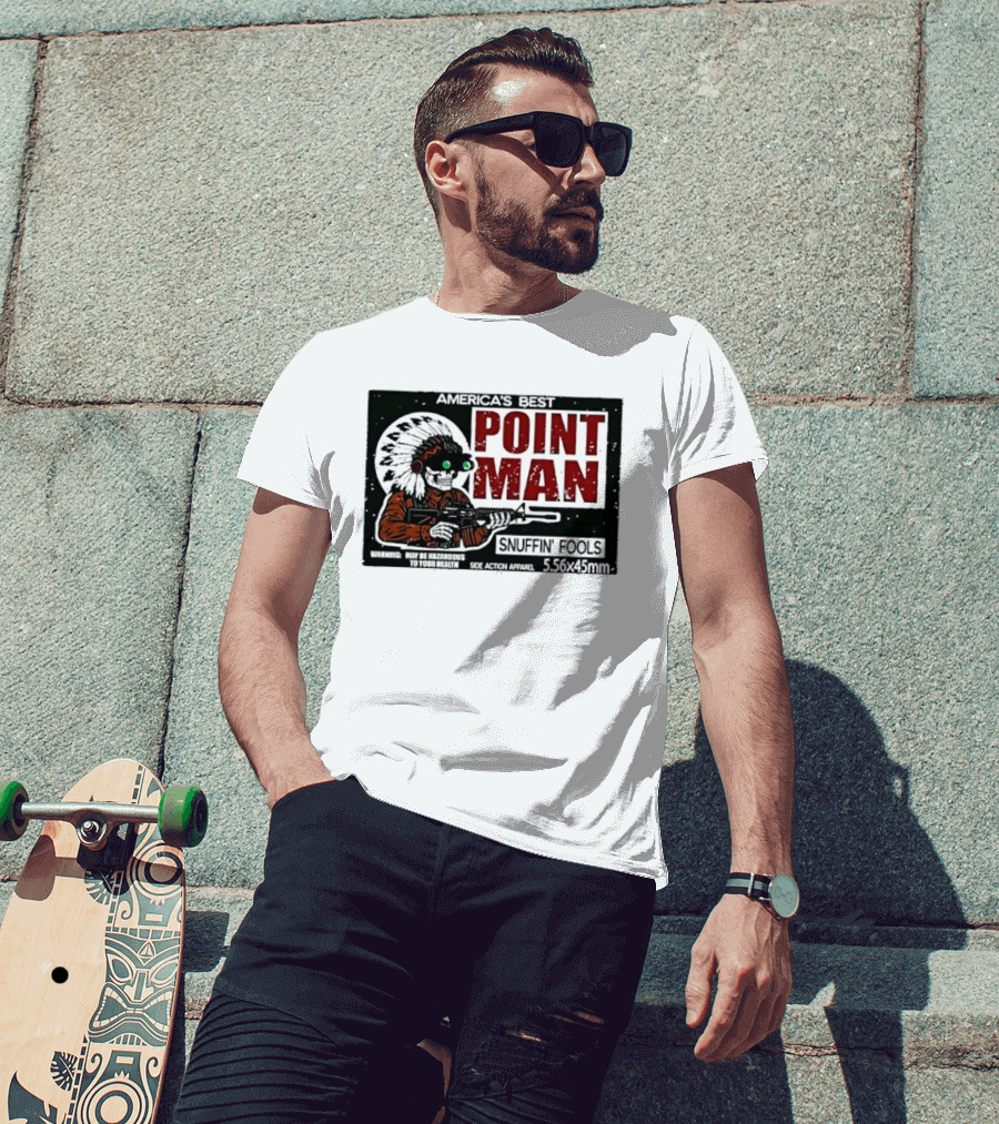 America's Best Point Man Snuffin' Fools Skeleton With Rifle .16245mm T-Shirt