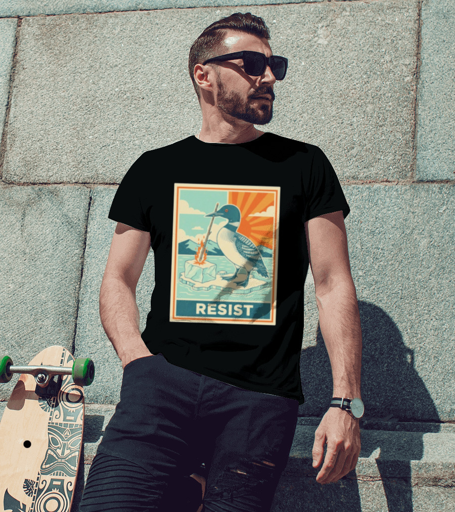 Loon Resist Climate Change Minnesota ICE Nature Conservation T-Shirt