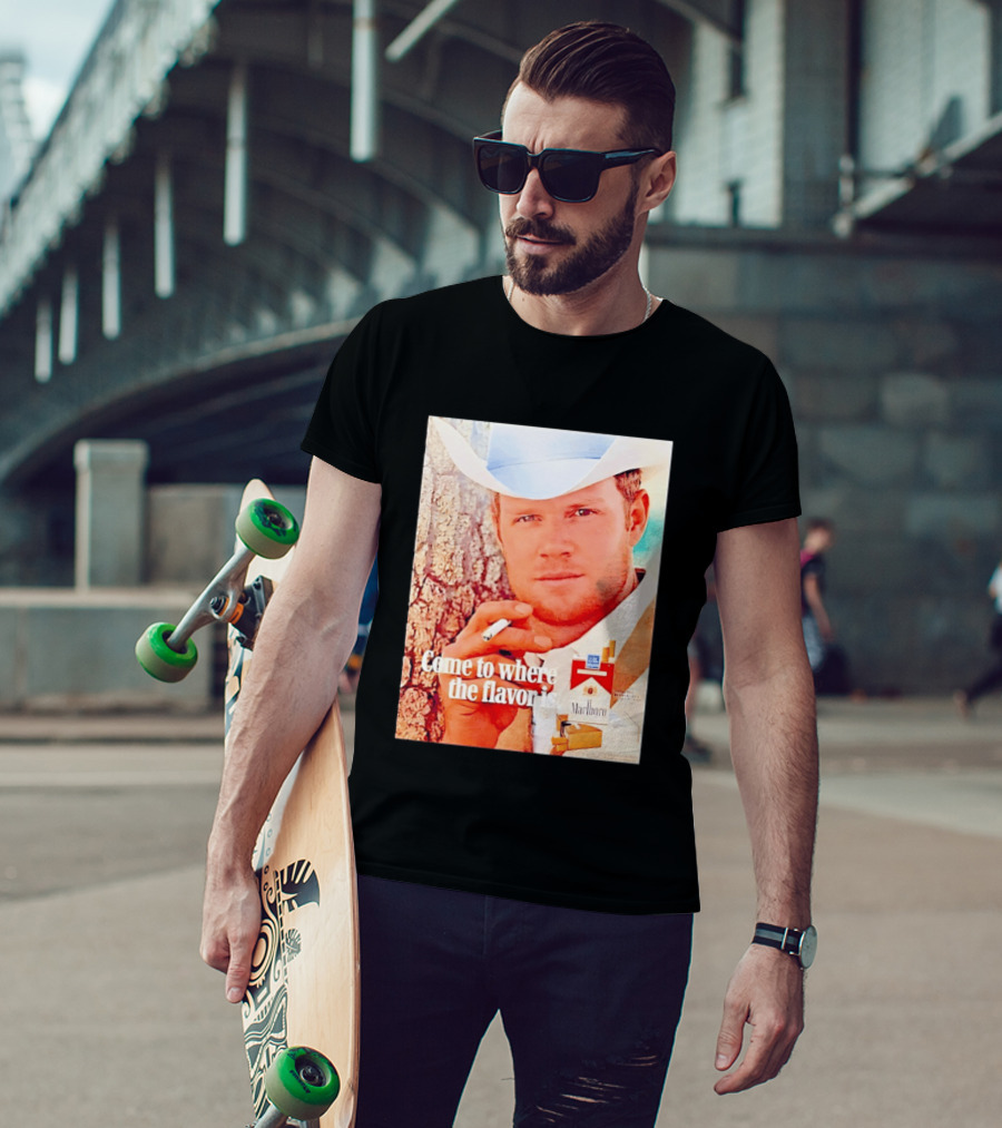 Come To Where The Flavor Is Marlboro Man Cowboy White Hat Cigarette T-Shirt